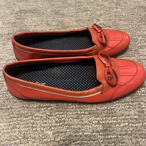 LL Bean Coastal Skimmer Flats Sz 8 Red Coral Waterproof Shoes Flats Slip On - Picture 3 of 7